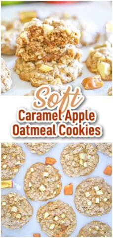 Soft Apple Caramel Oatmeal Cookies