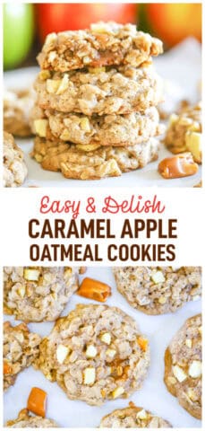 Soft Apple Caramel Oatmeal Cookies