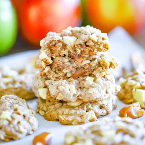 Soft Apple Caramel Oatmeal Cookies