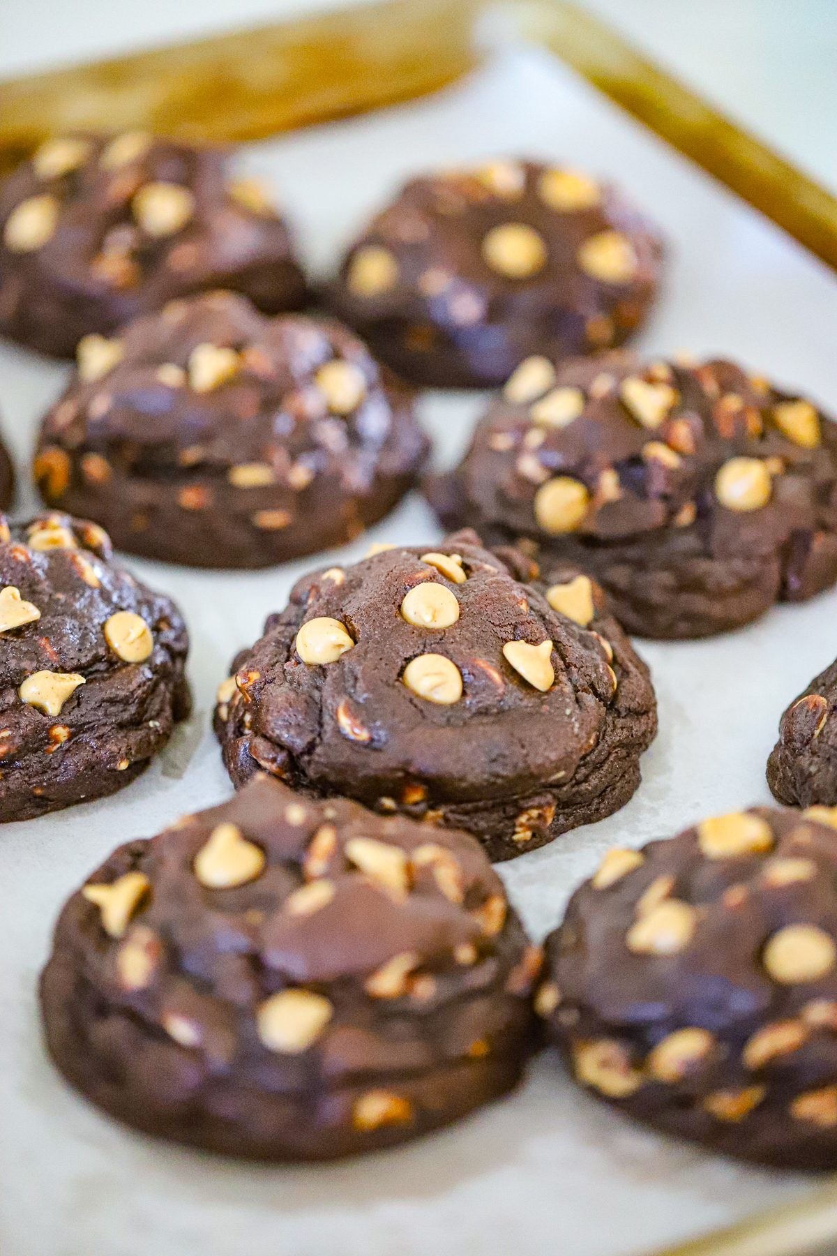 Ultimate Chocolate Peanut Butter Levain Cookies recipe gooey and thick