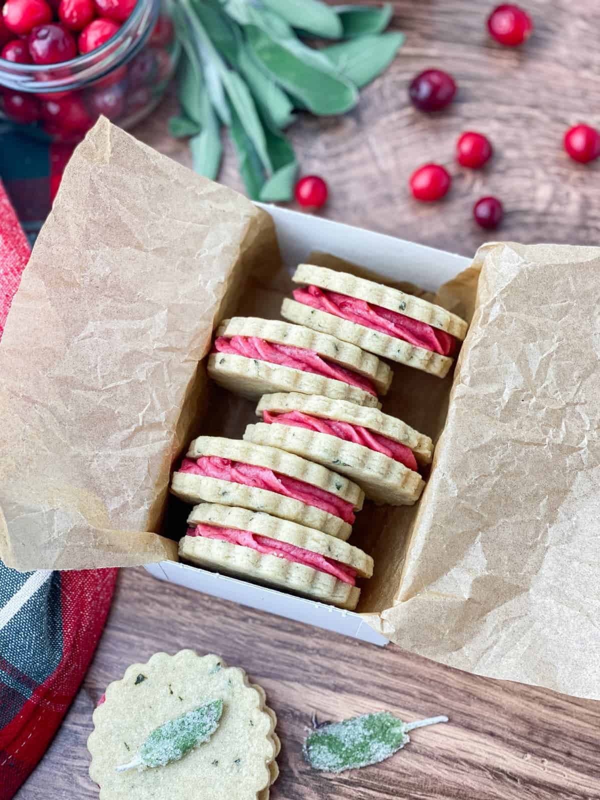 Sage Cookies with Cranberry Buttercream