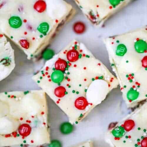 Holiday White Chocolate Marshmallow Fudge