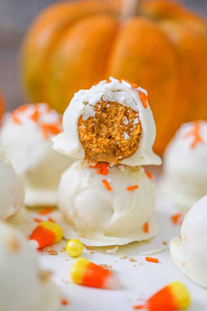 Easy no bake Pumpkin Cream Cheese Truffles recipe perfect for the holidays