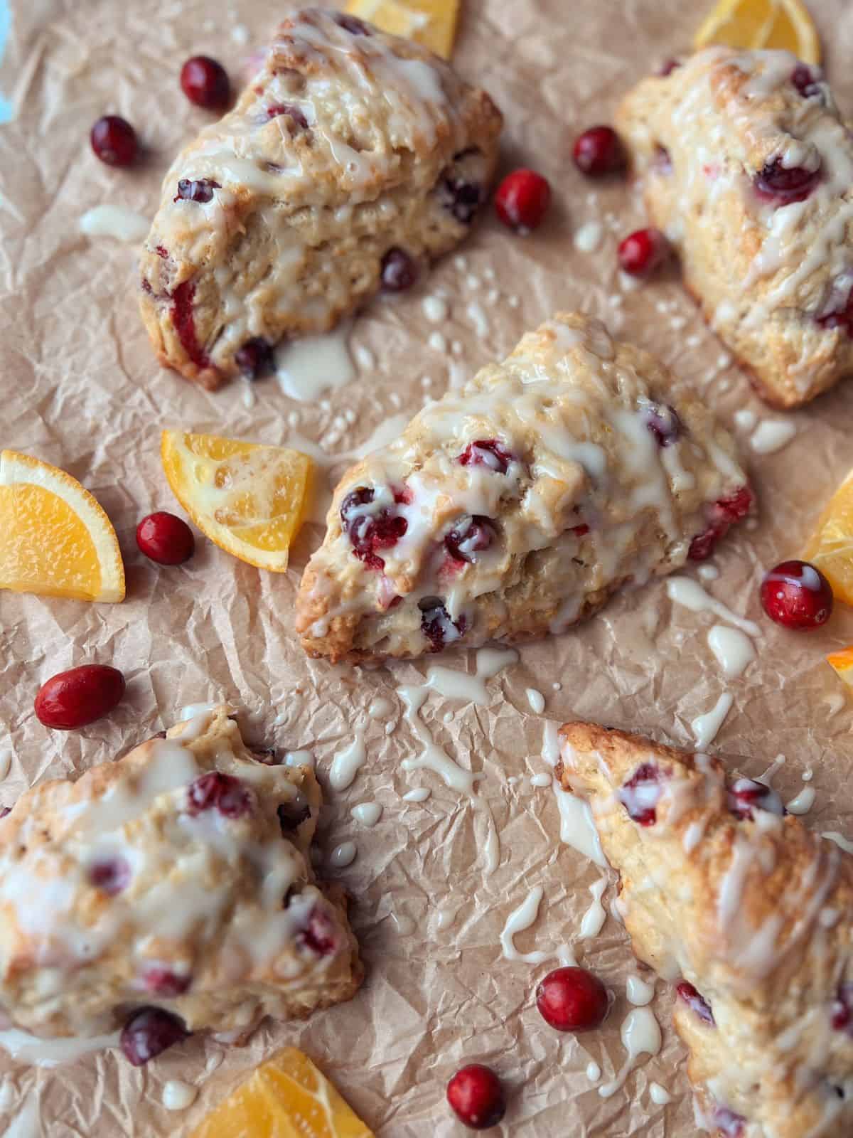 orange scones with berries