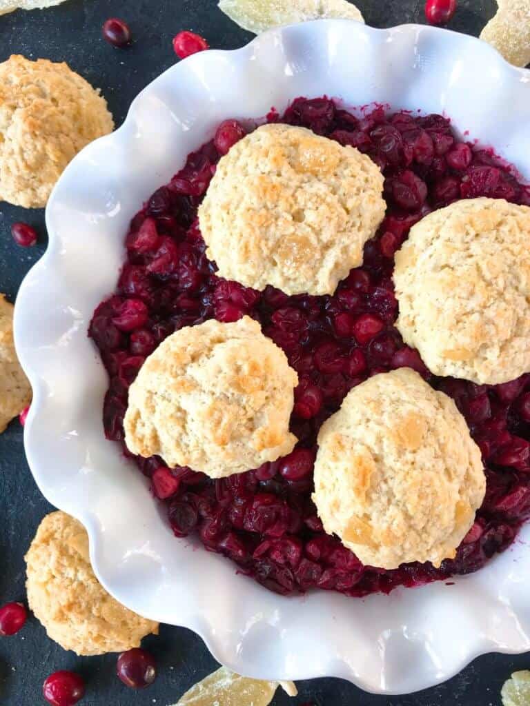 Holiday Cranberry Ginger Cobbler