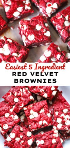 Easy Red Velvet White Chocolate Chip Brownies - 5 Ingredients