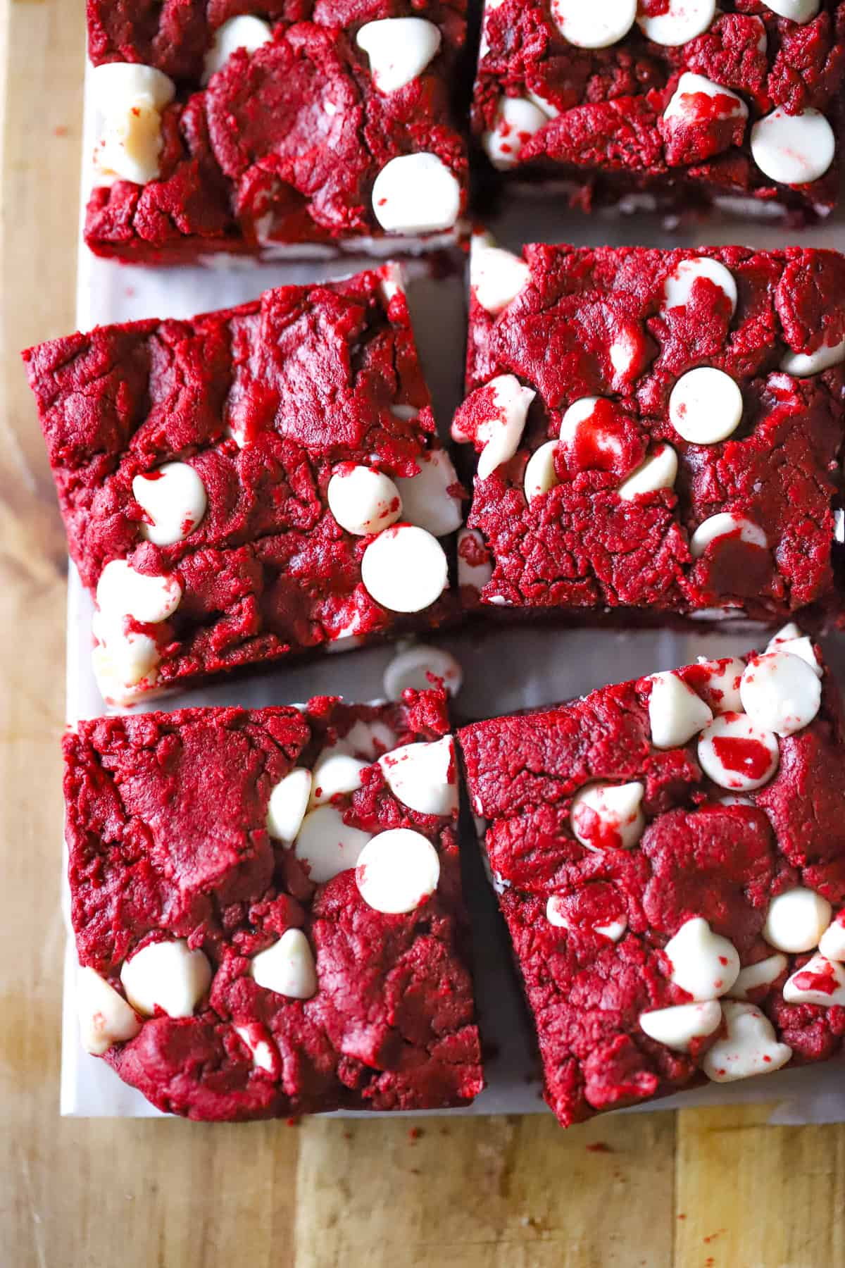 Easy Red Velvet Cake Mix White Chocolate Chip Brownies - 5 Ingredients