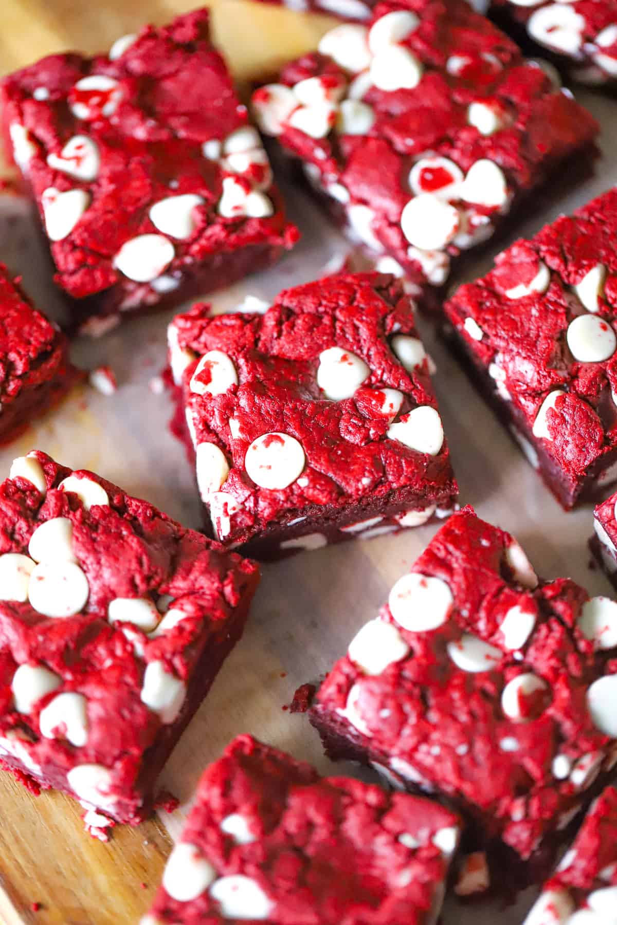 Easy Red Velvet Cake Mix White Chocolate Chip Brownies - 5 Ingredients