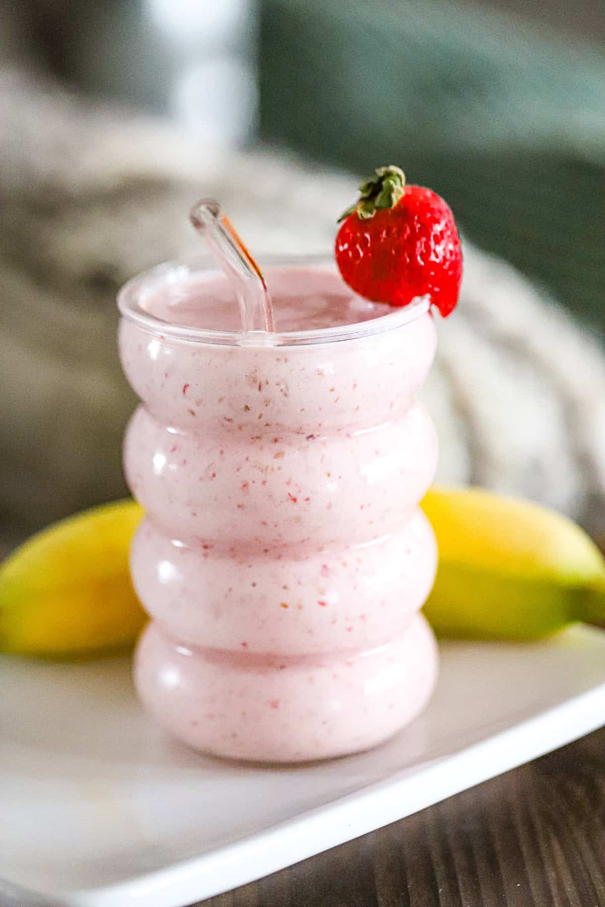 Super Food Strawberry Banana Smoothie with flax, Greek yogurt recipe